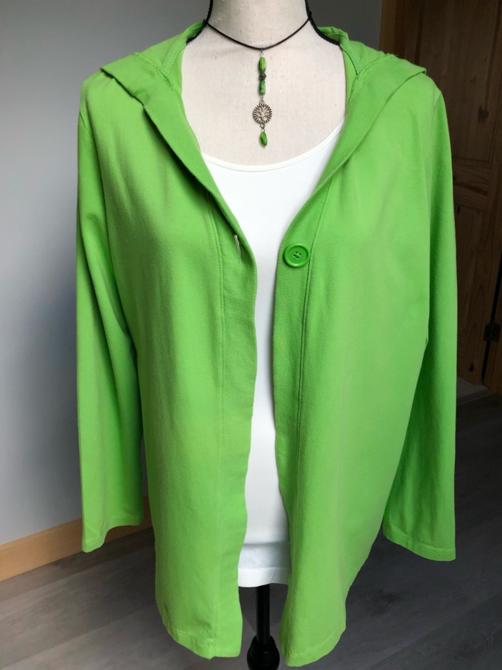 Sport Savvy Summer Lightweight Hoodie Green Jacket Size Large